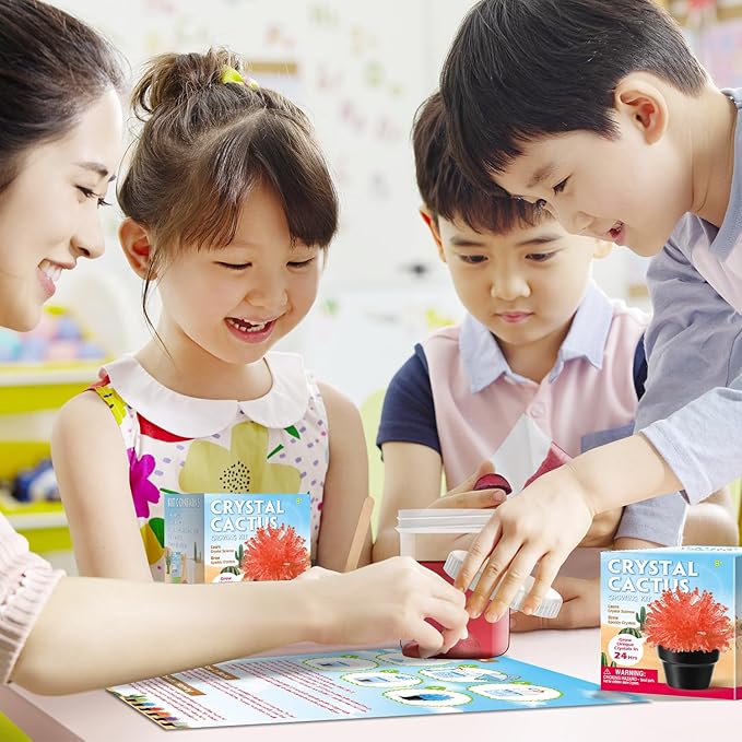 Crystal Growing Kit for Kids, Cactus-Red DIY Crystal Science Experiment Set, Grow Your Own Crystals, STEM Educational Chemistry Kit for Boys & Girls Ages 6-12, Fun Science Lab Gift for Kids