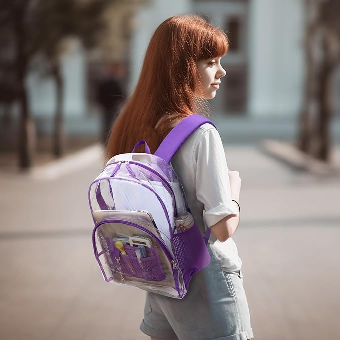 PACKISM Clear Backpack - 17 inch Heavy Duty Clear Backpacks for School, Large Transparent Bookbag for Students (Age 12+)