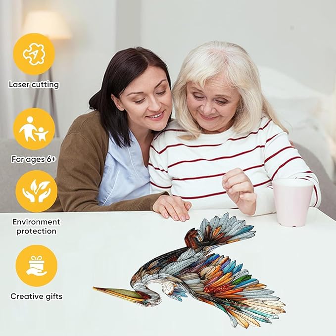 Wooden Puzzles for Adults, Pelican Jigsaw Puzzles, Unique Shape Adult Puzzles, Irregular Christmas Thanksgiving Gifts for Family Friend(13.8 * 13.7 in-200pcs)