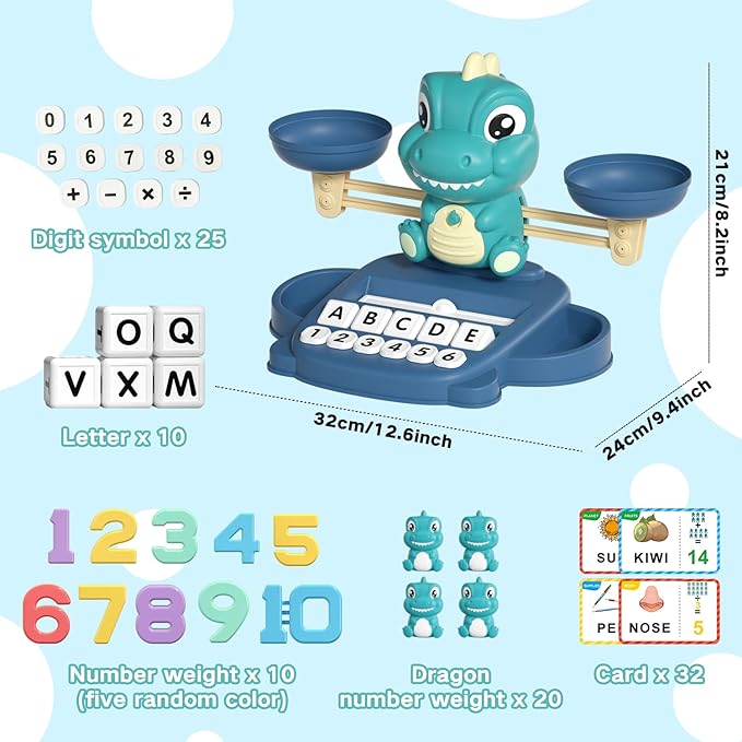 Dinosaur Kindergarten Preschool Learning Activities Math Counting Matching Letter Toys - Toddler Educational Toys for 3 4 5 6 7 Year Olds Boys Birthday Gift Games for Kids Ages 5-7 3-5