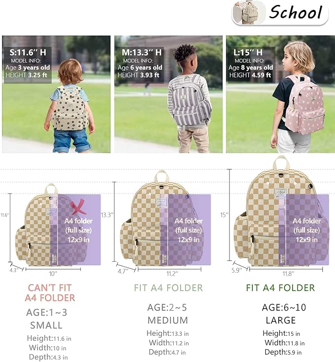 Corduroy Kids Backpack for Boys Girls 6-10: Girls Backpacks for Elementary Kindergarten 15” H Fit Folder