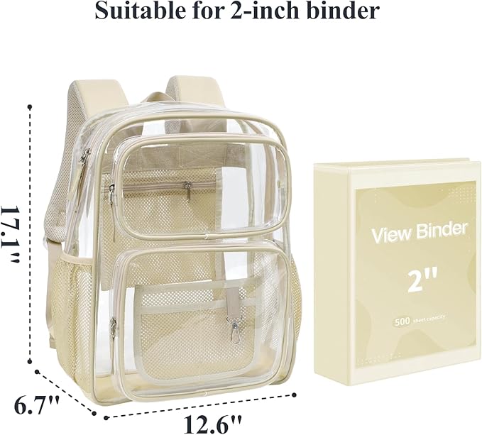 PACKISM Clear Backpack for School - 17 inch Large Heavy Duty Clear Bookbag, See Through PVC Backpacks (for age 12 above)