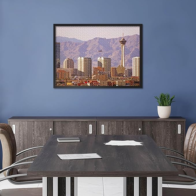 1000 Piece Puzzle for Adults Las Vegas City Skyline, Jigsaw Puzzles 1000 Pieces Difficult and Challenge Nevada Cityscape, 27.5x19.7 Inch Family Puzzle Game Night Gift & Home Decor