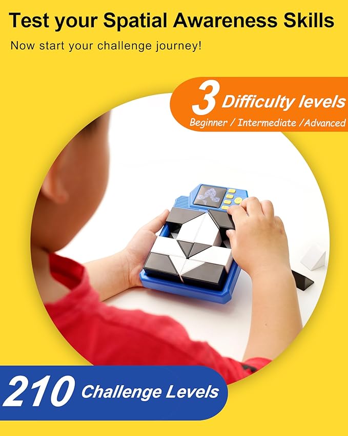 3D Brain Teaser Puzzle Games | 210 Challenges Color & Shape Logic Building Blocks Puzzle | STEM Mind Game for All Ages, Kids, Teenagers, Adults, Boys & Girls Gifts