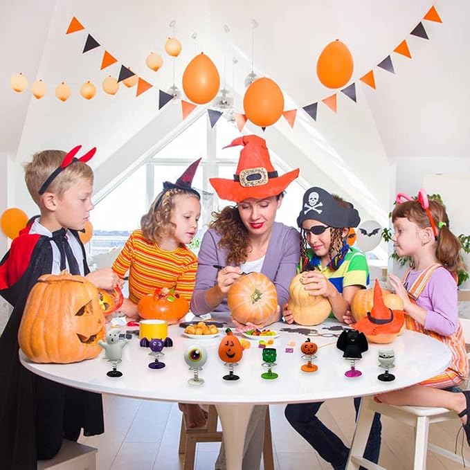 24 PCS Halloween Jumping Popper Toys Spring Launchers for Kids Boys Girls Halloween Party Favors Halloween Treat Bags Gifts Halloween Games