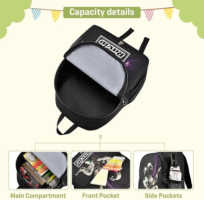 Guitar Astronaut Toddler Backpack for Boys Girls 3-6 Bookbag for Preschool Small Kindergarten Elementary Backpackss for Kids for Travel