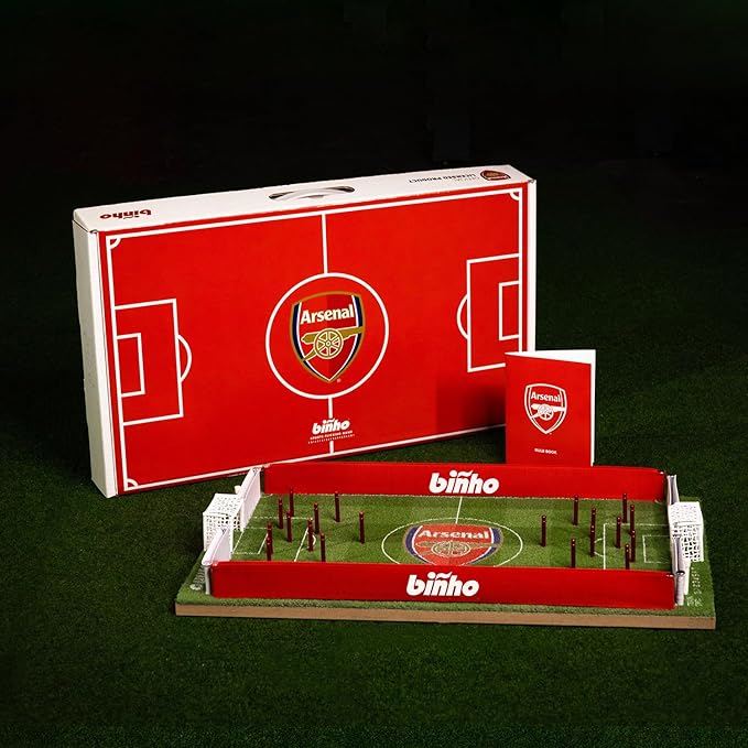 Binho Board Classic Board Game Arsenal Edition - 2-Player Fast-Paced Finger Flicker Pinball Family Board Games - Portable Tabletop Sports Game Set for Any Occasion