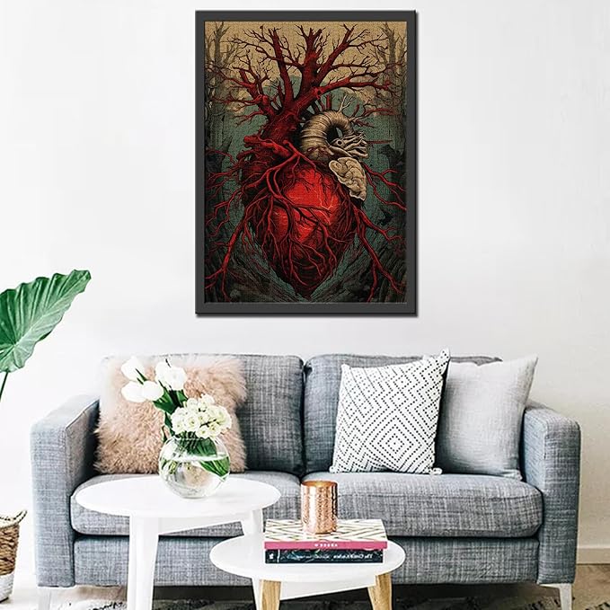 Human Organ 1000 Piece Jigsaw Puzzles for Adult Abstract Men Heart Painting Jigsaw Puzzle Body Structures 1000 Pieces Puzzles Game Nordics Wall Decor DIY Craft Anatomy Puzzle Art Hospital Decor(Grey)