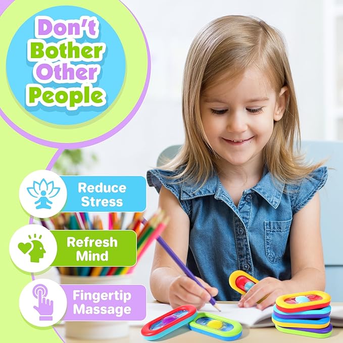 Sensory Marble Fidget for Kids Classroom- 18 Pack Gel Squeeze Stress Anxiety Autistic ADHD, Quiet Fidget Classroom Treasure Box Prize, Adult Special Needs Worry Stones, Bulk Gifts Stocking Stuffers