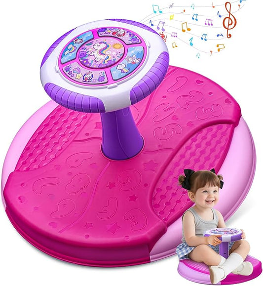 Sit and Spin Toys for Toddlers 1-3 Girls, 360° Toddler Spinning Seat with LED Lights and Music Christmas Birthday Gift for 1 2 3 Years Old Girl Sensory Toys Toddler Activities