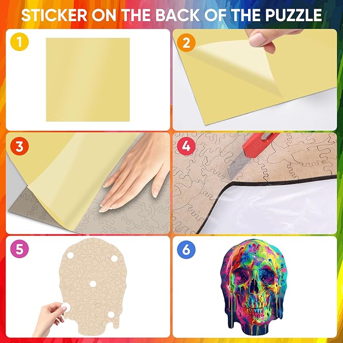 Ruikiyart Wooden Puzzles for Adults, 5MM 200 Pieces Skull Wooden Jigsaw Puzzle, Skeleton Puzzle Unique Shape Pieces Great Gift for Kids and Adults on Birthday, Halloween(8.6"x12.4")