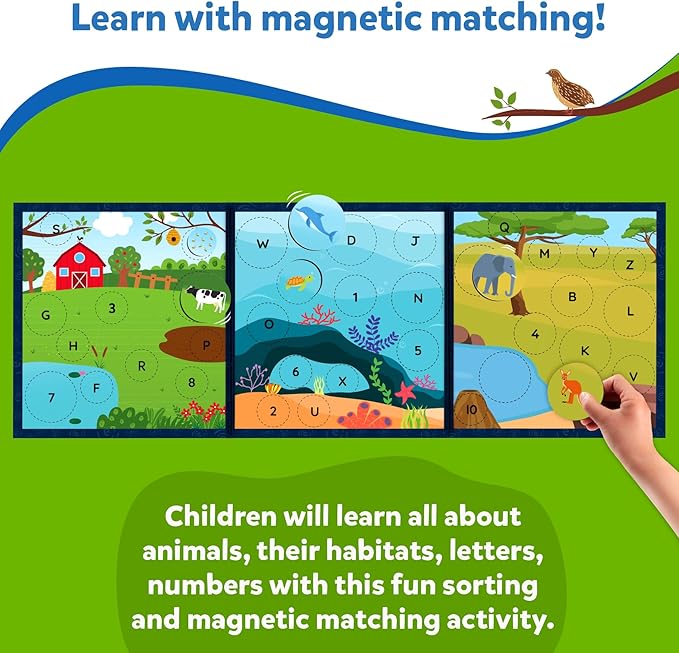 Skillmatics Magnetic Matching Activity - Letters, Numbers & Animals, Preschool Learning Toy & Game for Kids, 35+ Magnetic Pieces, Gifts for Boys & Girls Ages 3, 4, 5, 6