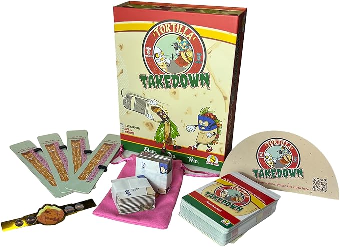 Tortilla Takedown – Luchador Card Game | Funny Family Game Night for Kids, Teens & Adults | Wrestling-Themed Party Game for 3–4 Players | Travel-Sized Take That Game | Age 8+