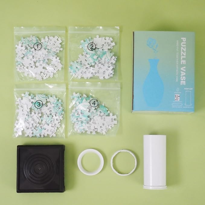 Magnolia 3D Puzzle Vase for Adults to Flower Arrangement and Home Decoration Made by 160 Curved Plastic Puzzle Pieces,Great Gift for Mother's Day and Housewarming