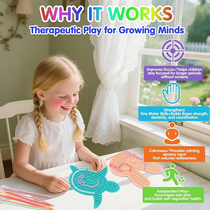 2-Pack Sensory Activity Board for Kids, Double-Sided Fidget Toy with 20 Silicone Strips(Color in ramdon), Montessori-Inspired Fine Motor Skill Toy for Autism, ADHD, Anxiety Relief, Ages 3+