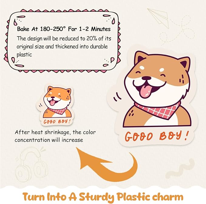 Hayunfiys Shrinky Plastic Sheets Kit, Shrink Paper Keychains and Open Iron Ring for Kids DIY Creative Craft Marking (181 PCS)