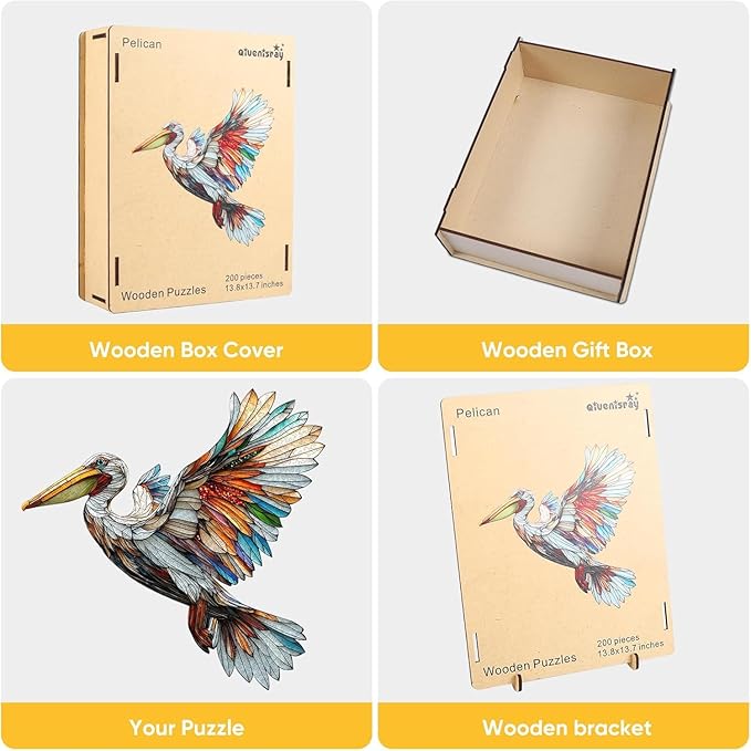 Wooden Puzzles for Adults, Pelican Jigsaw Puzzles, Unique Shape Adult Puzzles, Irregular Christmas Thanksgiving Gifts for Family Friend(13.8 * 13.7 in-200pcs)