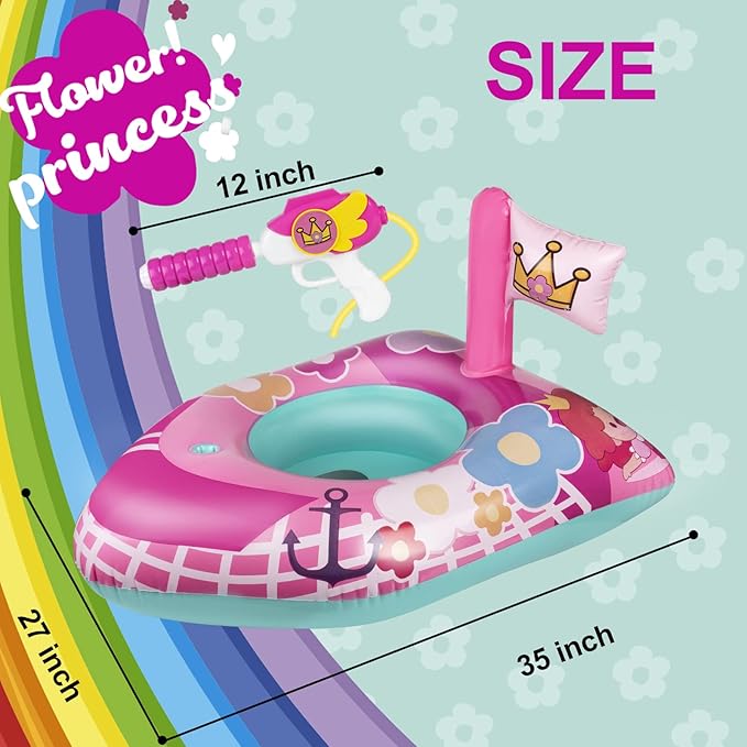 Inflatable Pool Floats Kids-Girls Pool Toys for Toddlers Ages 3-8, Kids Floats for Swimming Pool, Pink Princess Pool Floaties for Summer Water Toys