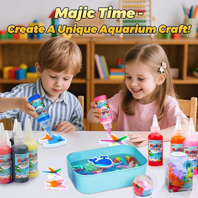 Magic Water Elf Toy Kit - Squishy Maker with 24 Molds & Glow Gels, DIY Mixies Craft Kit for Kids Ages 3+, Make Your Own Glowing Water Pets, STEM Sensory Toy Gift for Boys & Girls