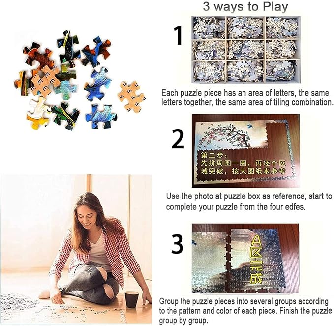 1000 Pieces Puzzle for Adults, Wooden Puzzles 29.5 x 19.7 in,Bookshelf Canal