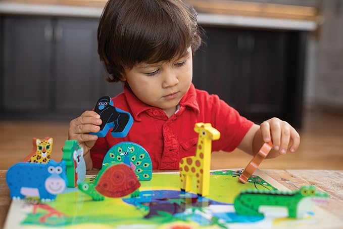 Crocodile Creek Let’s Begin Puzzle - Ten 2-Piece Beginner Puzzles for Ages 2 and Up - Heavy-Duty Storage Canister with Handle - Colorful Vehicles Design - Each Puzzle is 6" L x 4" H Finished