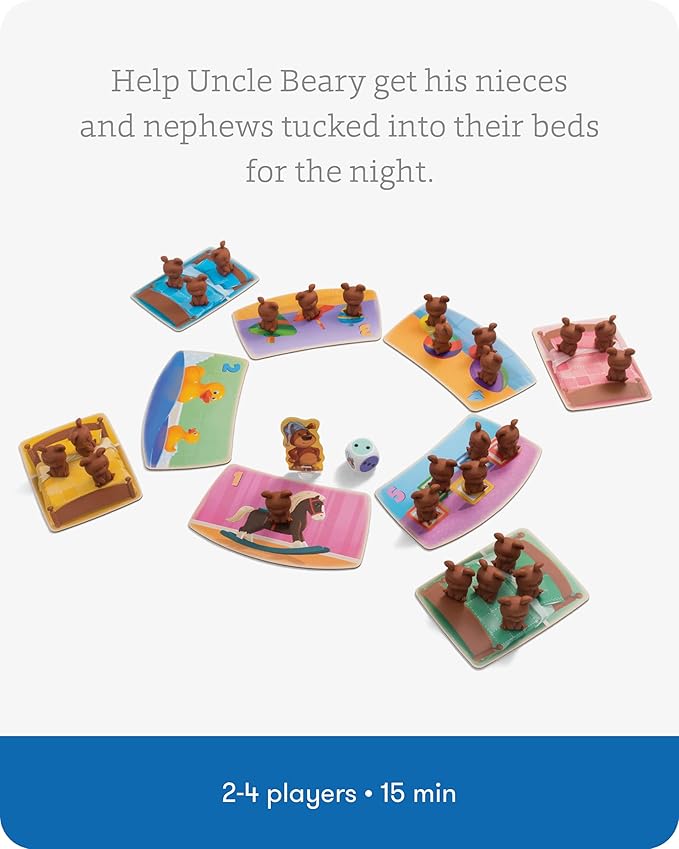 SimplyFun Uncle Beary’s Bedtime - an Engaging and Educational Toddler Game - Learn to Develop Counting Skills, Focus and Self Control - 2 to 4 Players, for Kids Ages 3 & Up