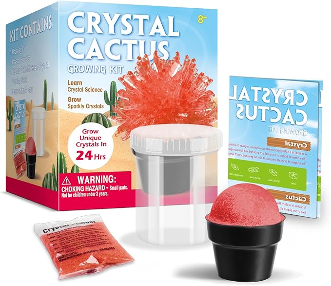 Crystal Growing Kit for Kids, Cactus-Red DIY Crystal Science Experiment Set, Grow Your Own Crystals, STEM Educational Chemistry Kit for Boys & Girls Ages 6-12, Fun Science Lab Gift for Kids