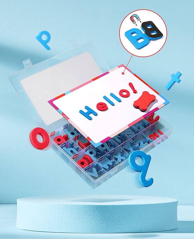 JoyNote Classroom Magnetic Letters Kit 234 Pcs with Double-Side Magnet Board - Foam Alphabet Letters for Kids Spelling and Learning