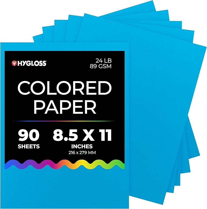 Hygloss Dark Blue Colored Paper - 24 lb, 89 GSM, Acid-Free, Fade-Resistant, 8.5x11-Inch Letter Size Color Copy Paper, 90 Sheets