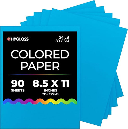 Hygloss Dark Blue Colored Paper - 24 lb, 89 GSM, Acid-Free, Fade-Resistant, 8.5x11-Inch Letter Size Color Copy Paper, 90 Sheets