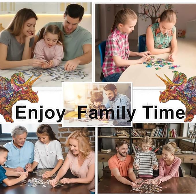 Wooden Jigsaw Puzzle for Adults,Unique Triceratops Dinosaur Animals Shaped Magic Puzzle Pieces Best Gift for Adults,Can be Used as a Cool Mouse Pad,277pcs (17.32x9.05 in) 02