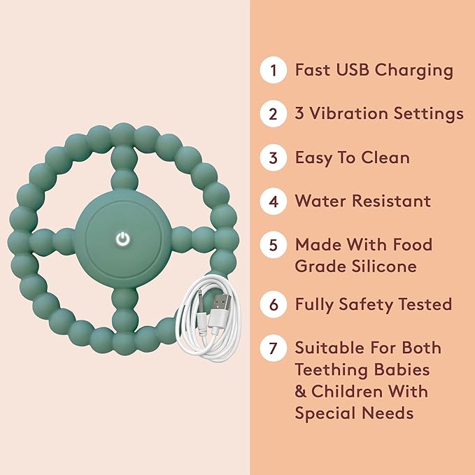 Vibrating Sensory Chew Toy - Superior Sensory Experience to Standard Autism Chew Toys. USB Chargeable. 3X Vibration Settings. Sensory Chew Toys for Autistic Children & Vibrating Teether for Baby