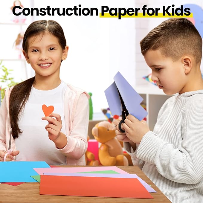 Yahenda 500 Pieces Construction Paper Lightweight 12'' x 18'' Colored Card Stock Bulk Craft Printer Paper for Drawing Art DIY Craft Scrapbook Party(Multicolor)