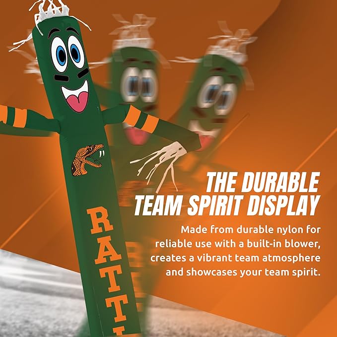 NCAA Florida A&M Rattlers Football Wacky Waving Inflatable Tube Guy with LED Lights & Built-in Blower - 6" x 36" x 96" Inflatable Tube Man Crazy Sports Fan Outdoor Party Decoration