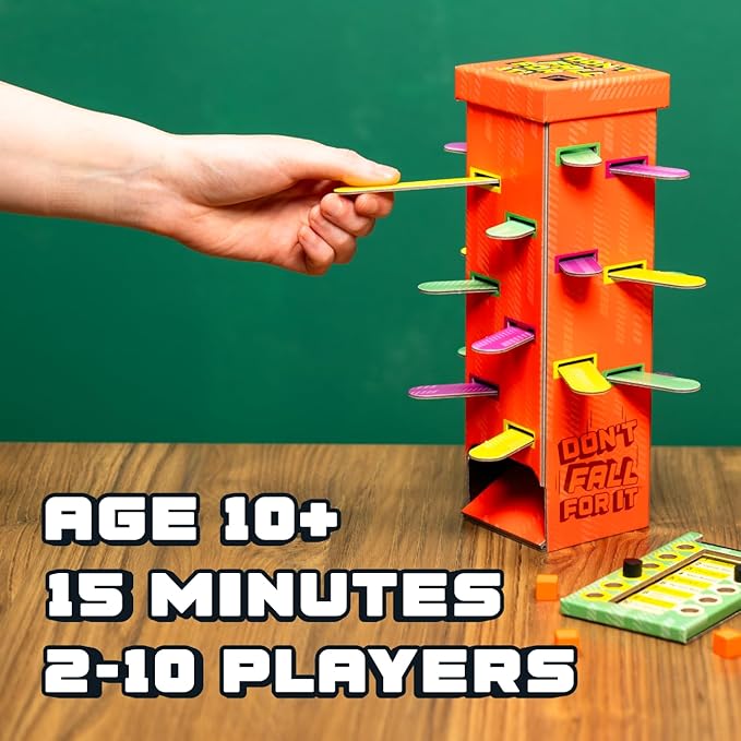 Don't Fall for It - The Hilarious Tower Trivia Game for Ages 10 and up. Fun and Easy Board Game for 2+ Players, Perfect for Families and Kids and Game Night.