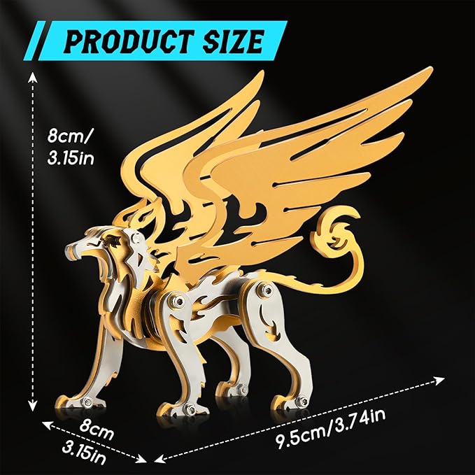 3D Metal Puzzles,3D Metal Puzzle for Adults,Mechanical Model Kit Griffon Gold,Steel 3D Puzzles Stainless Steel Ornaments for Adults Home Decor Art Craft Gifts Toys.