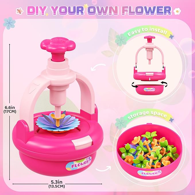 Plunack Flower Bouquet Craft Kits for Kids Age 4-8, Flower Press Kit DIY Flowers Making Toy for 4 5 6 7 Year Old Girls Arts & Crafts Toys Educational Handmade Activity Set, Birthday Gift for Girls 3+