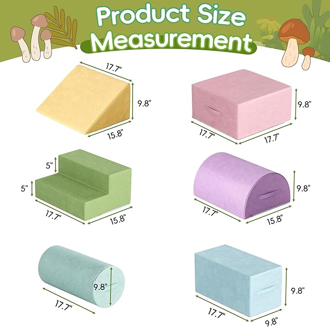 TOLEAD Large Baby Climbing Blocks – 6 Pcs Climbing Toys for Toddlers - Ultra High Density Soft Foam Play Gym Equipment Easy Wash for Indoor Nursery, Classic (Pink, 6-Piece)