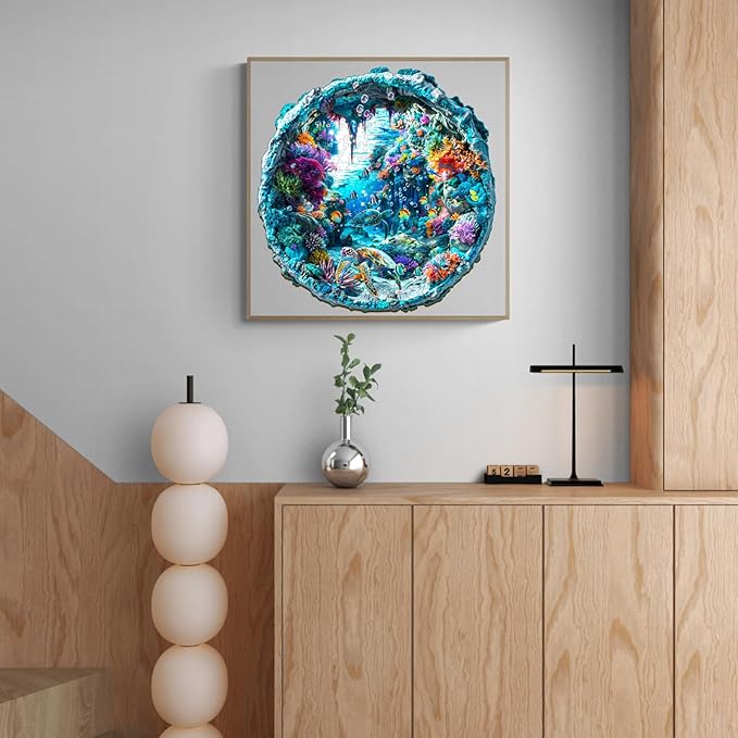 Wooden Puzzle for Adults-Wooden Puzzle Unique Shape Advanced 3D Seabed Wooden Jigsaw Puzzle for Adults and Kids,Best Gift,Wood Puzzles,Challenge Wooden Jigsaw Puzzle (L-13.4 * 13.1in-290pcs)
