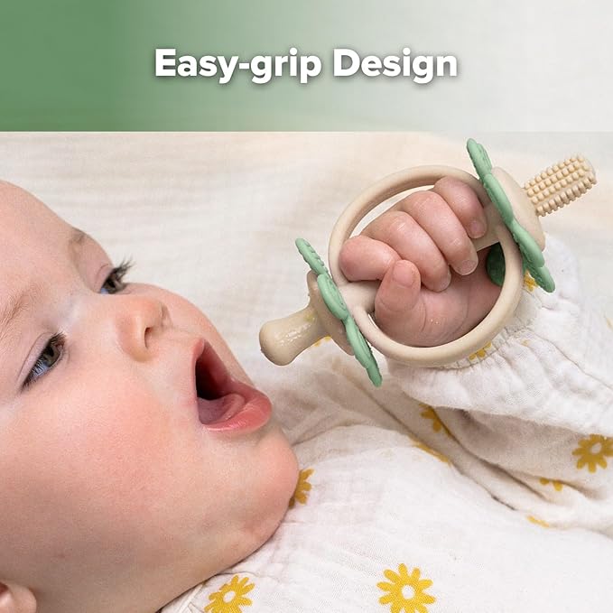 haakaa Silicone Baby Teething Toys,Nipple-Shaped End for Gum Massage,360Β° Baby Toothbrush Head for Self-Brushing Training,Easy to Grip-Pea Green