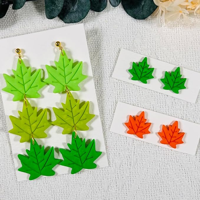 Polymer Clay Cutters Maple Leaf Set – 2PCS Fall Leaf Clay Earring Cutters for Polymer Clay Jewelry, Autumn Theme Clay Tools and Cutters for Earrings, Crafts and Seasonal DIY