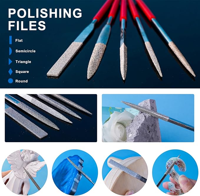 LET'S RESIN Polishing Kit,33Pcs Resin Supplies with Sandpaper,Resin File Kit,Polishing Strips&Blocks,Scissors,Wooden Brush,Cloth, Tools for Jewelry Making Supplies, Silicone Molds