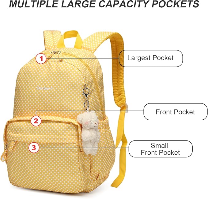 SUN EIGHT Backpack for Girls Kids Backpack Waterproof Large Capacity School Backpacks for Teen for Travel and School (Yellow)