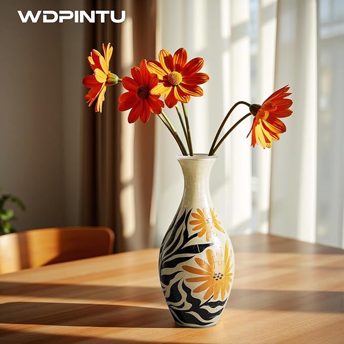 3D Puzzle with Sunflower Design Vase, Unique DIY Decor for Home & Gift