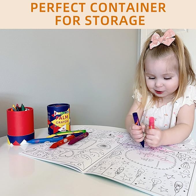 Lebze Toddler Crayons, 24 Colors Non Toxic Crayons for Kids Ages 3+, Easy to Hold Jumbo Crayon for Kids, Safe for Babies and Children Flower Monaco