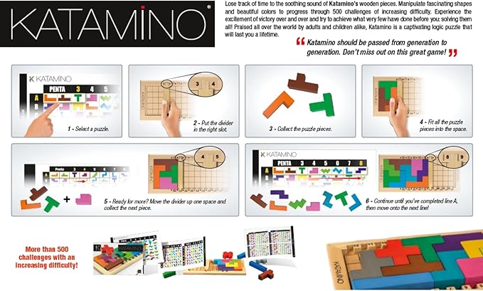 Katamino | The Original Wooden Color Shape Pattern Puzzle Game for Ages 6+ | 1 to 2 Players | 10 Minutes