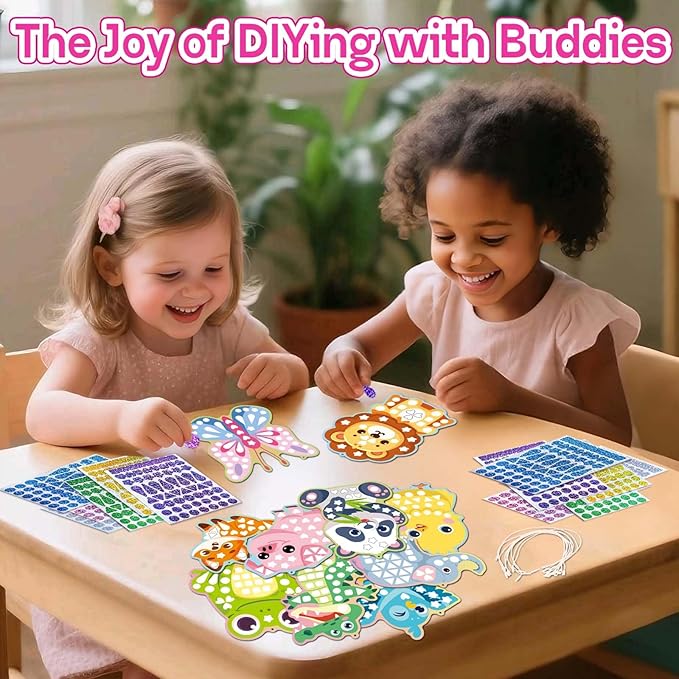 iGetooy 10 Sets DIY Mosaic Stickers for Kids, Animal Art Craft Kit with 720+ Stickers, Travel Toys for Kids, Birthday Gifts for Girls and Boys 3-8 Year Olds