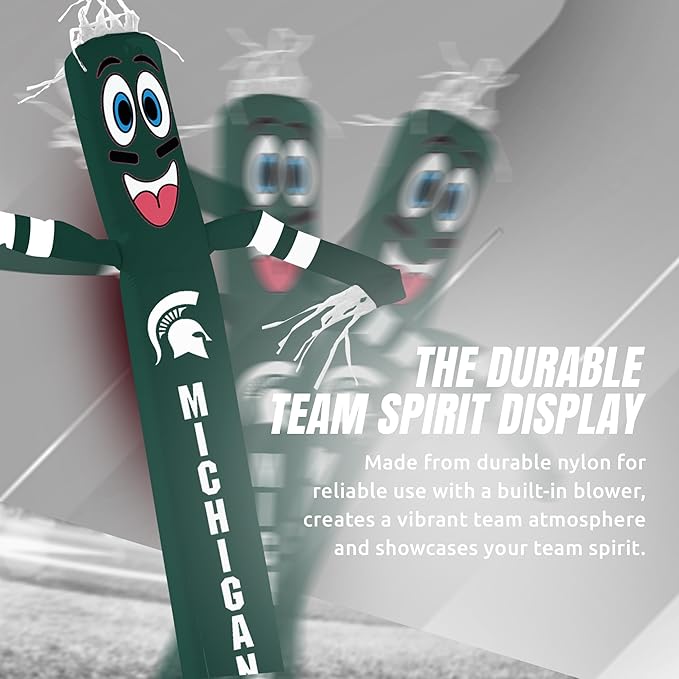 NCAA Michigan State Spartans Football Wacky Waving Inflatable Tube Guy with LED Lights & Built-in Blower - 6" x 36" x 96" Inflatable Tube Man Crazy Sports Fan Outdoor Party Decoration
