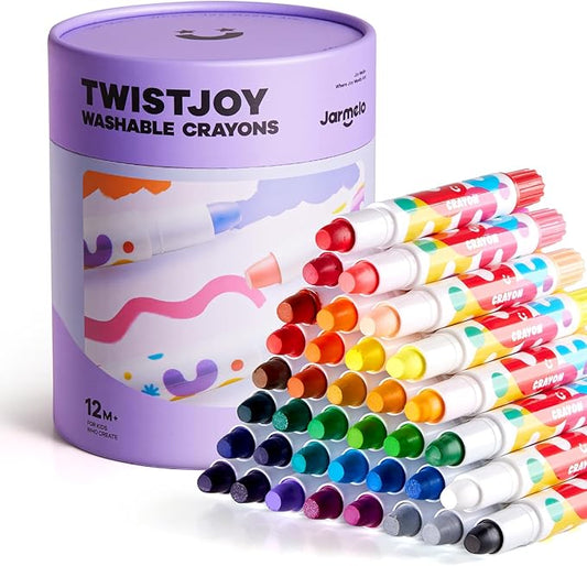 Jar Melo Jumbo Crayons for Toddlers, 36 Colors TwistJoy Non Toxic Washable Crayon, Easy to Hold Large Crayons, Safe for Babies and Children, Gift for Boys and Girls Back to School