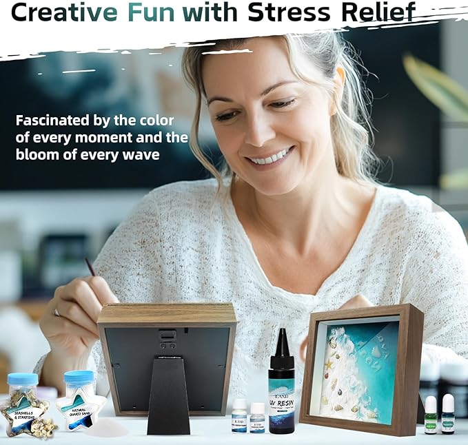 iland Crafts for Adults of Resin Art Kit as DIY Crafting Beach Ocean Themed Gifts Adult Girls Night Crafts Making or Date Night Painting Kit for Couples Also Mothers Day Gifts for Mom & Crafty Women